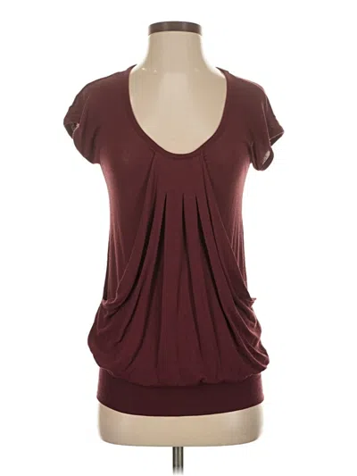 Pre-owned Ella Moss Short Sleeve T-shirt In Burgundy