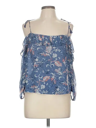 Pre-owned Ella Moss Sleeveless Silk Top Blue Cold Shoulder Neckline Tops