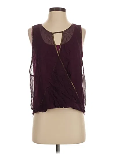 Pre-owned Ella Moss Sleeveless Silk Top Burgundy Halter Neckline Tops