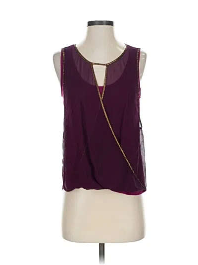 Pre-owned Ella Moss Sleeveless Silk Top Burgundy Keyhole Neckline Tops