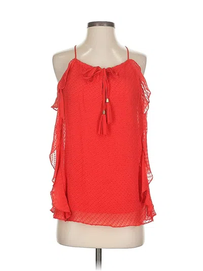 Pre-owned Ella Moss Sleeveless Silk Top Red Halter Neckline Tops