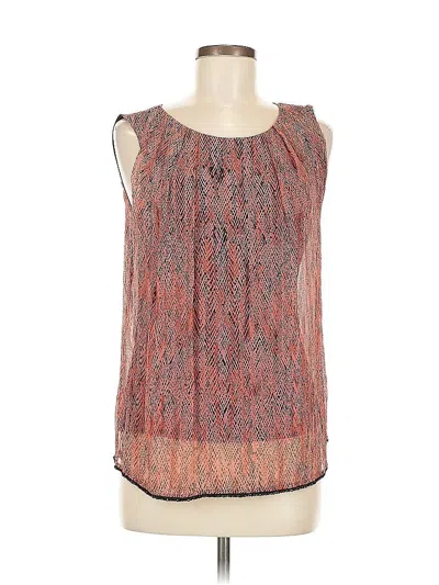 Pre-owned Ella Moss Sleeveless Silk Top Red Halter Neckline Tops
