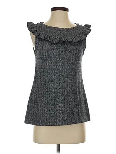 Pre-owned Ella Moss Sleeveless Top Gray Ruffles Neckline Tops