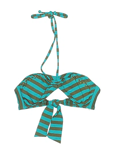 Pre-owned Ella Moss Swimsuit Top Teal Swimwear In Blue