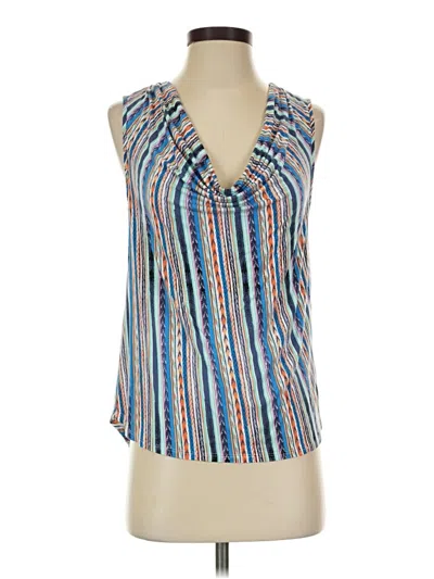 Pre-owned Ella Moss Tank Top Blue Plunge Neckline Tops
