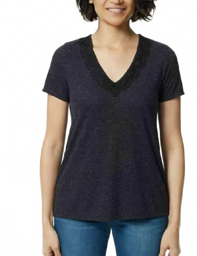 Ella Moss V-neck Lace Top In Anthracite In Gray