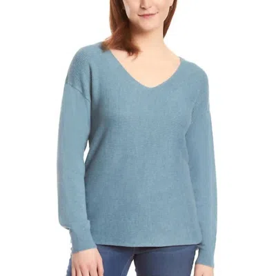 Ella Moss Women's Ribbed V-neck Sweater In Blue