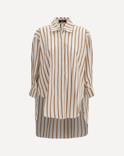 Ella Oversized Striped Shirt In Cotton In Multi