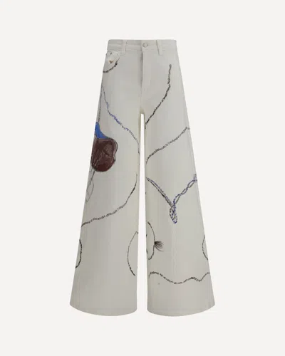 Ella Palazzo Long Painted Jeans In Regular Fit In Multi