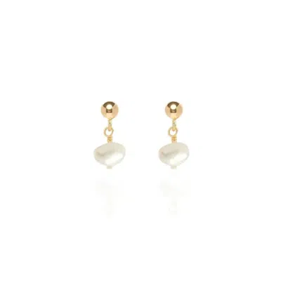 Ella Palm Women's Gold / White Cassis Keshi Pearl Gold Studs