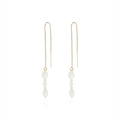 Ella Palm Women's Gold / White Coast Baroque Pearl Gold Fine Threader Earrings