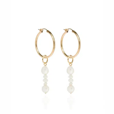 Ella Palm Women's Gold / White Coast Baroque Pearl Gold Hoops