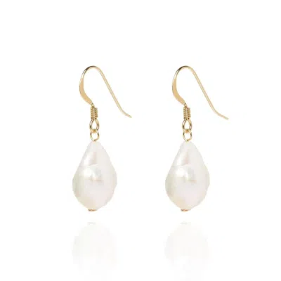 Ella Palm Women's Gold / White Eva Baroque Pearl Gold Drop Earrings