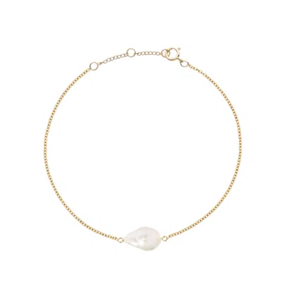 Ella Palm Women's Gold / White Eva Baroque Pearl Gold Fine Bracelet