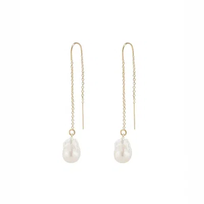 Ella Palm Women's Gold / White Gaia Baroque Pearl Gold Fine Threader Earrings