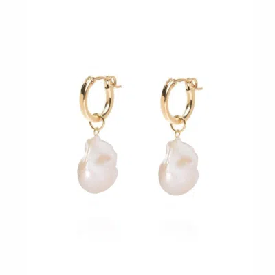 Ella Palm Women's Gold / White Gaia Baroque Pearl Gold Hoops