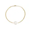 Ella Palm Women's Gold / White Layla  Baroque Pearl Chain Gold Bracelet
