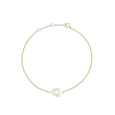 Ella Palm Women's Gold / White Layla Baroque Pearl Gold Fine Bracelet