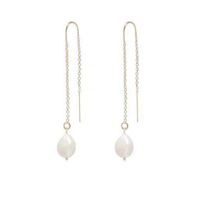 Ella Palm Women's Gold / White Layla Baroque Pearl Gold Fine Threader Earrings