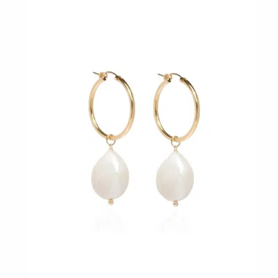 Ella Palm Women's Gold / White Layla Baroque Pearl Gold Hoops