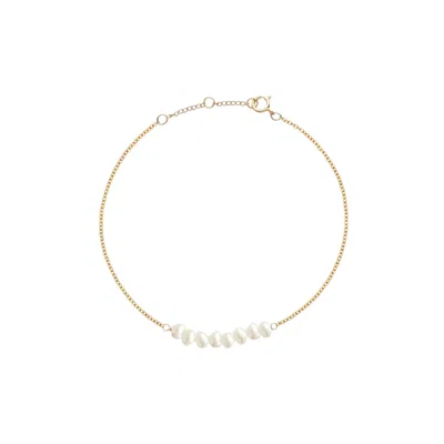 Ella Palm Women's White Cassis Keshi Pearl Gold Fine Cluster Bracelet