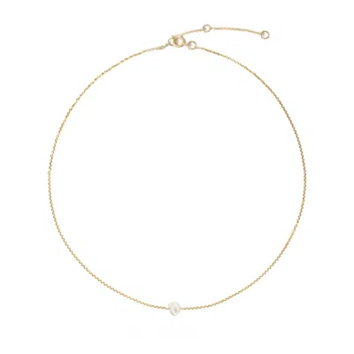 Ella Palm Women's White / Gold Cassis Keshi Single Pearl Gold Fine Necklace