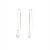 Ella Palm Women's White / Gold Eva Baroque Pearl Gold Fine Threader Earrings
