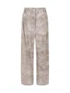 Ella Toile De Jouy Pattern Pants In Gray