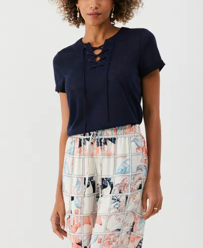 Ella Rafaella Petite Floral Print Ruffled Crew Neck Sleeveless Top