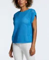 Ella Rafaella Petite Oversized Mesh Sleeveless Sweater In Blue
