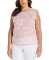 Ella Rafaella Plus Size Crochet Trim Sleeveless Top In Grenadine