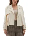 Ella Rafaella Plus Size Crop Trench Jacket In Neutral