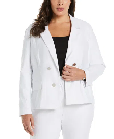 Ella Rafaella Plus Size Cropped Satin Luxe Jacket In White