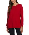 Ella Rafaella Plus Size Cross Back Long Sleeve Sweater In Red