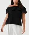 ELLA RAFAELLA PLUS SIZE EMBROIDERED OFF THE SHOULDER TOP