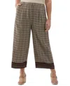 Ella Rafaella Plus Size Medallion Print Wide Leg Crop Pants In Brown