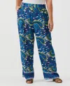 Ella Rafaella Plus Size Paisley Print High Rise Wide Leg Pant In Malibu Blue