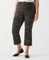 Ella Rafaella Plus Size Printed Crop Bootcut Pant With Belt In Black