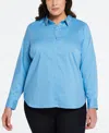 ELLA RAFAELLA PLUS SIZE RUCHED SLEEVE EMBELLISHED COLLAR BLOUSE