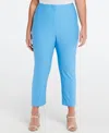 Ella Rafaella Plus Womens High Rise Ankle Straight Leg Pants In Azure Blue