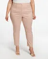 Ella Rafaella Plus Size Supreme Stretch Straight Leg Ankle Pants In Pink