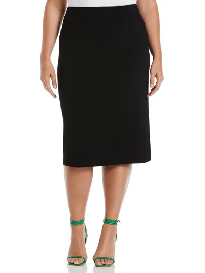 Ella Rafaella Plus Size Mixed Rib Sweater Skirt In Black