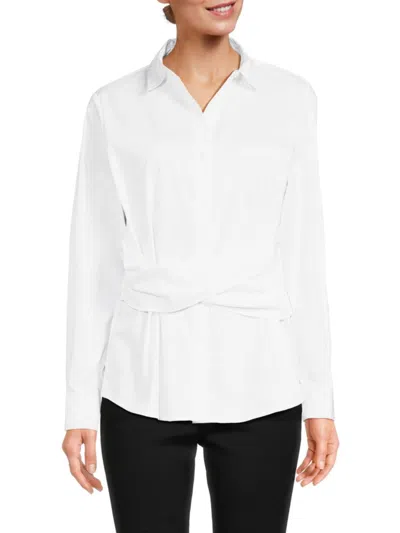 Ella Rafaella Women's Twist Wrap Shirt In White