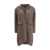 Ella Semi-long Sweater With A Front Hook-and-eye Closure In Brown