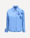 Ella Blue Cotton Pattern Shirt In Blue