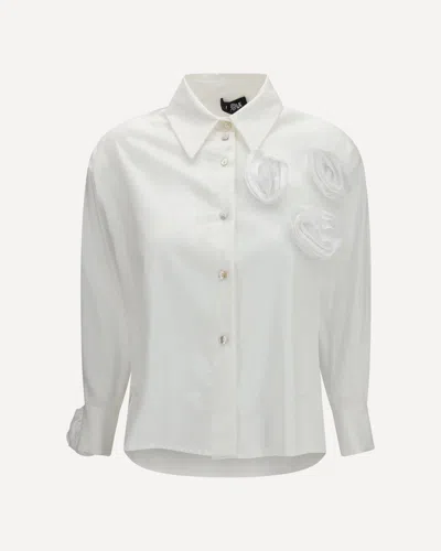 Ella Shirt With Appliqué Roses In White