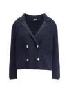 Ella Short Cardigan With Hook-and-eye Closure In Blue