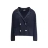 Ella Short Cardigan With Hook-and-eye Closure In Blue