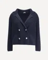 Ella Short Cardigan With Hook-and-eye Closure In Blue