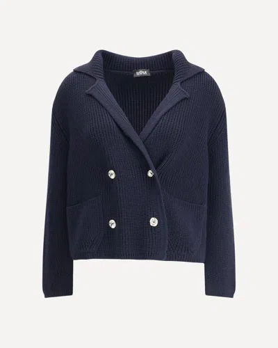 Ella Short Cardigan With Hook-and-eye Closure In Blue